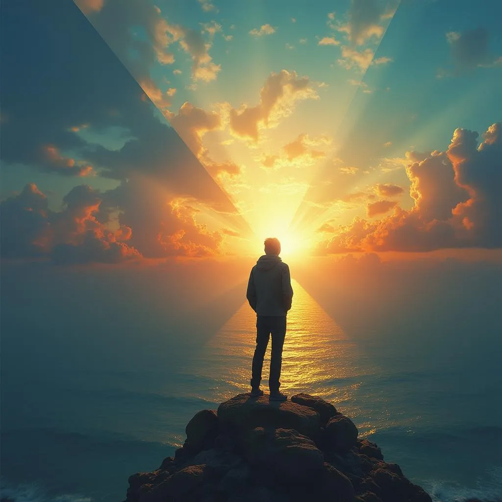 Personne regardant un horizon symbolisant le futur et le changement positif